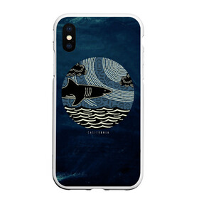 Чехол для iPhone XS Max матовый с принтом Акулы California Sharks в городе Новоалтайск, Силикон | Область печати: задняя сторона чехла, без боковых панелей | Тематика изображения на принте: shark | акула | волны | калифорния | море | океан