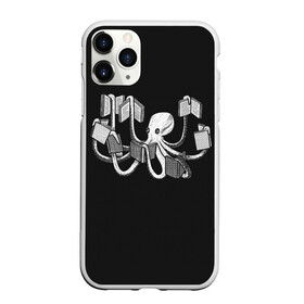 Чехол для iPhone 11 Pro матовый с принтом Octopus Book в городе Новоалтайск, Силикон |  | black | book | books | dual | knowledge | octopus | study | white | белое | знания | книга | книги | книжный | осьминог | черно белое | черное