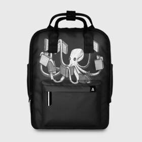 Женский рюкзак 3D с принтом Octopus Book в городе Новоалтайск, 100% полиэстер | лямки с регулируемой длиной, сверху ручки, чтобы рюкзак нести как сумку. Основное отделение закрывается на молнию, как и внешний карман. Внутри два дополнительных кармана, один из которых закрывается на молнию. По бокам два дополнительных кармашка, куда поместится маленькая бутылочка
 | black | book | books | dual | knowledge | octopus | study | white | белое | знания | книга | книги | книжный | осьминог | черно белое | черное
