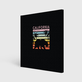 Холст квадратный с принтом California гризли на закате в городе Новоалтайск, 100% ПВХ |  | california | гризли | закат | лето | медведь | пальмы | солнце