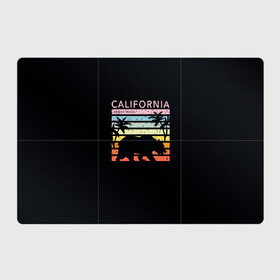 Магнитный плакат 3Х2 с принтом California гризли на закате в городе Новоалтайск, Полимерный материал с магнитным слоем | 6 деталей размером 9*9 см | california | гризли | закат | лето | медведь | пальмы | солнце