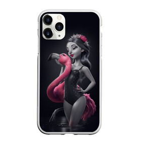 Чехол для iPhone 11 Pro матовый с принтом девушка с фламинго в городе Новоалтайск, Силикон |  | flamingo | птицы | розовый | фламинго