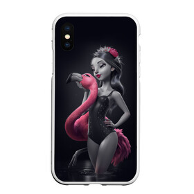 Чехол для iPhone XS Max матовый с принтом девушка с фламинго в городе Новоалтайск, Силикон | Область печати: задняя сторона чехла, без боковых панелей | flamingo | птицы | розовый | фламинго