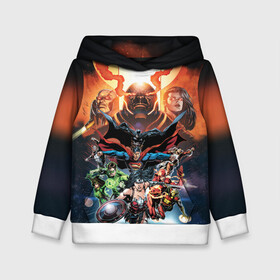 Детская толстовка 3D с принтом Darkseid VS Justice League в городе Новоалтайск, 100% полиэстер | двухслойный капюшон со шнурком для регулировки, мягкие манжеты на рукавах и по низу толстовки, спереди карман-кенгуру с мягким внутренним слоем | Тематика изображения на принте: aquaman | batman | green lantern | justice league | superman | the flash | vdzabma | wonder woman | аквамен | бэтмен | зеленый фонарь | лига справедливости | супермен | флэш | чудо женщина