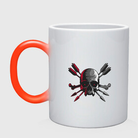 Кружка хамелеон с принтом Череп и стрелы в городе Новоалтайск, керамика | меняет цвет при нагревании, емкость 330 мл | arrows | bone | dead | death | horror | skull | кости | стрелы | ужасы | хоррор | череп