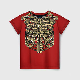 Детская футболка 3D с принтом Стимпанк Скелет Steampunk skeleton (Z) в городе Новоалтайск, 100% гипоаллергенный полиэфир | прямой крой, круглый вырез горловины, длина до линии бедер, чуть спущенное плечо, ткань немного тянется | steam punk | steamfest | steampunk | бойлерпанк | дизельпанк | клокпанк | маннерпанк | механика | научная фантастика | паро панк | паровой панк | паропанк | стим панк | стимпанк | стимпанк стиль | стимфест