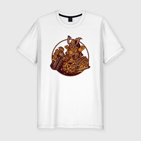 Мужская футболка хлопок Slim с принтом Стимпанк Самурай Steampunk Samurai (Z) в городе Новоалтайск, 92% хлопок, 8% лайкра | приталенный силуэт, круглый вырез ворота, длина до линии бедра, короткий рукав | samurai | steam punk | steamfest | steampunk | механика | паро панк | паропанк | самурай | стим панк | стимпанк | стимпанк стиль | стимфест | технологии