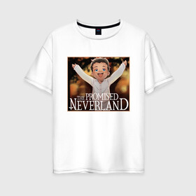 Женская футболка хлопок Oversize с принтом Phil The Promised Neverland (Z) в городе Новоалтайск, 100% хлопок | свободный крой, круглый ворот, спущенный рукав, длина до линии бедер
 | phil | promised neverland | the promised neverland | yakusoku no neverland | неверленд | обещанная страна | обещанная страна грёз | обещанный неверленд | фил | якусоку но нэба