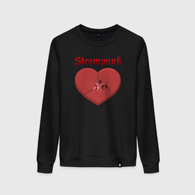 Женский свитшот хлопок с принтом Heart Steampunk Меха сердце (Z) в городе Новоалтайск, 100% хлопок | прямой крой, круглый вырез, на манжетах и по низу широкая трикотажная резинка  | steam punk | steamfest | steampunk | бойлерпанк | дизельпанк | клокпанк | маннерпанк | механика | научная фантастика | паро панк | паровой панк | паропанк | стим панк | стимпанк | стимпанк стиль | стимфест