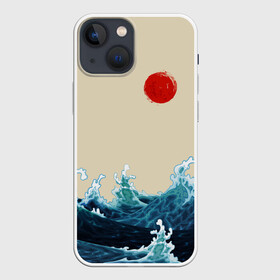 Чехол для iPhone 13 mini с принтом Японский Стиль Волны и Солнце в городе Новоалтайск,  |  | japan | style | sun | water | waves | аниме | вода | волны | иероглифы | культура | море | солнце | стиль | текстура | япония