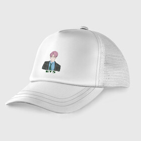 Детская кепка тракер с принтом BTS anime style в городе Новоалтайск, Козырек - 100% хлопок. Кепка - 100% полиэстер, Задняя часть - сетка | универсальный размер, пластиковая застёжка | bts | k pop | kpop | rm | аниме | бтс | ви | джей хоуп | джонгук | кпоп | сюга | чимин | чин | япония
