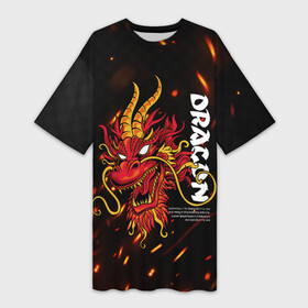 Платье-футболка 3D с принтом Dragon Огненный дракон в городе Новоалтайск,  |  | dragon | fire | дракон | китай | китайский огонь | костер | огонь
