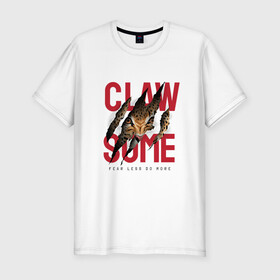 Мужская футболка хлопок Slim с принтом Claw some в городе Новоалтайск, 92% хлопок, 8% лайкра | приталенный силуэт, круглый вырез ворота, длина до линии бедра, короткий рукав | Тематика изображения на принте: арт | гепард | графика | животные | звери | надписи