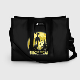 Сумка-шоппер 3D с принтом Siren Head Yellow Moon в городе Новоалтайск, 100% полиэстер | застегивается на металлическую кнопку; внутренний карман застегивается на молнию. Стенки укреплены специальным мягким материалом, чтобы защитить содержимое от несильных ударов
 | 6789 | cartoon | cat | forest | foundation | head | monster | moon | mountains | scp | siren | sirenhead | голова | горы | кот | лес | луна | монстр | объект | объекты | сирена | сиреноголовый | фонд | чудище | чудовище