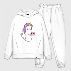 Мужской костюм хлопок OVERSIZE с принтом Злой Единорог в городе Новоалтайск,  |  | art | horse | middle finger | modern arts | rainbow | unicorn | арт | вместо рога средний палец | гадкий единорог | конь | лошадь | не детский рисунок | радуга | современное искусство 