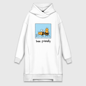 Платье-худи хлопок с принтом Bee Friendly Будь дружелюбным в городе Новоалтайск,  |  | be friendly | drawing | friend | friends | mood | sting | summer | весна | друг | дружелюбие | друзья | жало | игра слов | лето | настроение | оса | острое жало | прикол | пчела | пчелка | рисунок | стинг | цветок | цветочек