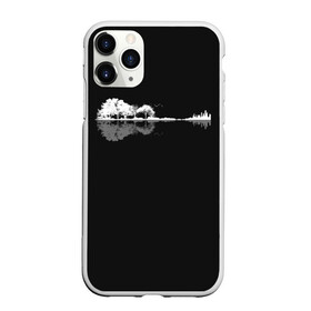 Чехол для iPhone 11 Pro Max матовый с принтом Natural Guitar. Reflection в городе Новоалтайск, Силикон |  | Тематика изображения на принте: clef | guitar | instrument | music | musical | natural | notation | note | notes | tablature | treble | гитара | грамота | инструмент | ключ | музыка | музыкальный | нота | нотная | ноты | природа | скрипичный | табулатура