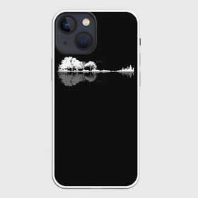Чехол для iPhone 13 mini с принтом Natural Guitar. Reflection в городе Новоалтайск,  |  | clef | guitar | instrument | music | musical | natural | notation | note | notes | tablature | treble | гитара | грамота | инструмент | ключ | музыка | музыкальный | нота | нотная | ноты | природа | скрипичный | табулатура