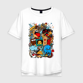 Мужская футболка хлопок Oversize с принтом Doodle Monster | Дудл (Z) в городе Новоалтайск, 100% хлопок | свободный крой, круглый ворот, “спинка” длиннее передней части | doodle | doodle monster | графи | граффити | дудл | дудлинг | дудлы монстрики | мульт | мультяшная | разноцветные монстрики