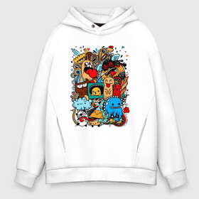 Мужское худи Oversize хлопок с принтом Doodle Monster | Дудл (Z) в городе Новоалтайск, френч-терри — 70% хлопок, 30% полиэстер. Мягкий теплый начес внутри —100% хлопок | боковые карманы, эластичные манжеты и нижняя кромка, капюшон на магнитной кнопке | doodle | doodle monster | графи | граффити | дудл | дудлинг | дудлы монстрики | мульт | мультяшная | разноцветные монстрики