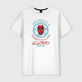 Мужская футболка хлопок Slim с принтом Demon Slayer ACADEMY в городе Новоалтайск, 92% хлопок, 8% лайкра | приталенный силуэт, круглый вырез ворота, длина до линии бедра, короткий рукав | demon slayer | kamado | kimetsu no yaiba | nezuko | tanjiro | аниме | гию томиока | зеницу агацума | иноске хашибира | камадо | клинок | корзинная девочка | манга | музан кибуцуджи | незуко | рассекающий демонов | танджиро