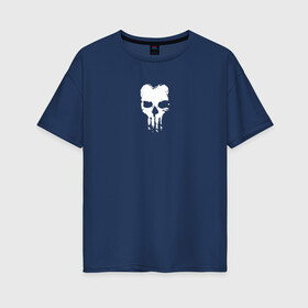 Женская футболка хлопок Oversize с принтом Weird Skull в городе Новоалтайск, 100% хлопок | свободный крой, круглый ворот, спущенный рукав, длина до линии бедер
 | bones | skull | зло | каратель | кости | монстр | скелет | череп