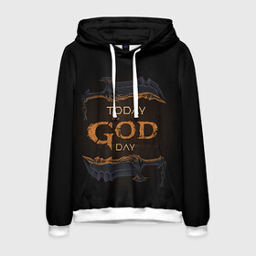 Мужская толстовка 3D с принтом God day GOW в городе Новоалтайск, 100% полиэстер | двухслойный капюшон со шнурком для регулировки, мягкие манжеты на рукавах и по низу толстовки, спереди карман-кенгуру с мягким внутренним слоем. | gad of war | game | games | god of war | god of wor | бог войны | игра | игры | кинжалы | кратос | праздник