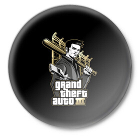 Значок с принтом Клод GTA 3 в городе Новоалтайск,  металл | круглая форма, металлическая застежка в виде булавки | game | games | grand theft auto | gta | gta rp | san andreas | v | vice city | великое автоворовство | гранд зефт аувто | гта | гта рп | игра | игры