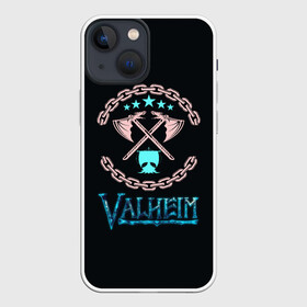 Чехол для iPhone 13 mini с принтом Valheim лого и цепи в городе Новоалтайск,  |  | fantasy | mmo | valheim | valve | валхейм | вальхейм | викинги | выживалка | игра | королевская битва | ммо | ролевая игра | фэнтази