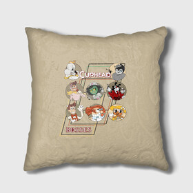 Подушка 3D с принтом Боссы caphead в городе Новоалтайск, наволочка – 100% полиэстер, наполнитель – холлофайбер (легкий наполнитель, не вызывает аллергию). | состоит из подушки и наволочки. Наволочка на молнии, легко снимается для стирки | bosses | caphead | funny | босс | боссы | капхед | капхейд