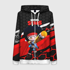 Женская толстовка 3D на молнии с принтом Мстительница Биби BIBILANTE в городе Новоалтайск, 100% полиэстер | длина до линии бедра, манжеты и пояс оформлены мягкой тканевой резинкой, двухслойный капюшон со шнурком для регулировки, спереди молния, по бокам два кармана | bibi | bibilante | brawl | brawl stars | brawlstars | brawl_stars | jessie | биби | бравл | бравлер | бравлстарс | мстительница