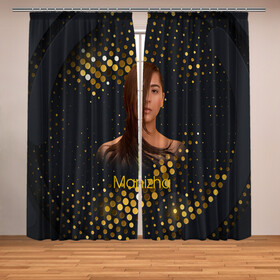 Фотошторы с принтом Manizha Gold Black в городе Новоалтайск, Блэкаут (светозащита 90%) / Габардин (светозащита 40% | 2 полотна шириной по 145 см; Высота 200-300 см; Крепление: шторная лента (на крючки); | manizha | далеровна | душанбе | евровидение | евровидение 2021 | манижа | певица | таджикистан | хамраева