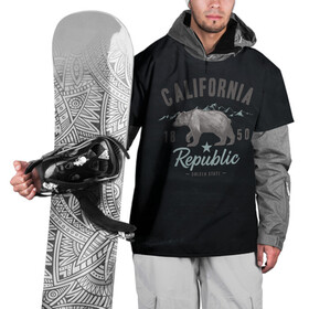 Накидка на куртку 3D с принтом California republic в городе Новоалтайск, 100% полиэстер |  | bear | california | republic | state | калифорния | медведь | республика