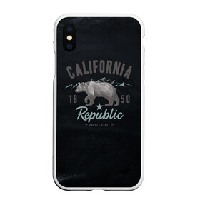 Чехол для iPhone XS Max матовый с принтом California republic в городе Новоалтайск, Силикон | Область печати: задняя сторона чехла, без боковых панелей | Тематика изображения на принте: bear | california | republic | state | калифорния | медведь | республика
