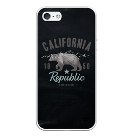 Чехол для iPhone 5/5S матовый с принтом California republic в городе Новоалтайск, Силикон | Область печати: задняя сторона чехла, без боковых панелей | bear | california | republic | state | калифорния | медведь | республика