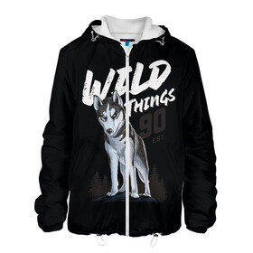 Мужская куртка 3D с принтом Wild Things в городе Новоалтайск, ткань верха — 100% полиэстер, подклад — флис | прямой крой, подол и капюшон оформлены резинкой с фиксаторами, два кармана без застежек по бокам, один большой потайной карман на груди. Карман на груди застегивается на липучку | wolf | волк | лес | пес | север | собака | хаски