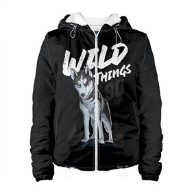 Женская куртка 3D с принтом Wild Things в городе Новоалтайск, ткань верха — 100% полиэстер, подклад — флис | прямой крой, подол и капюшон оформлены резинкой с фиксаторами, два кармана без застежек по бокам, один большой потайной карман на груди. Карман на груди застегивается на липучку | wolf | волк | лес | пес | север | собака | хаски