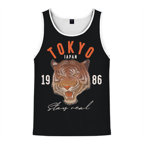 Мужская майка 3D с принтом Tokyo Tiger Japan в городе Новоалтайск, 100% полиэстер | круглая горловина, приталенный силуэт, длина до линии бедра. Пройма и горловина окантованы тонкой бейкой | japan | tokyo | большая кошка | полосатый | тигр | тигрица | токио | хищник