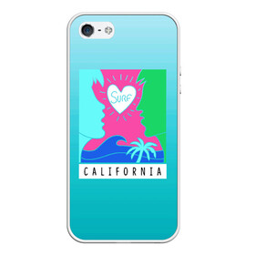 Чехол для iPhone 5/5S матовый с принтом CALIFORNIA SURF в городе Новоалтайск, Силикон | Область печати: задняя сторона чехла, без боковых панелей | california | love | surf | влюбленные | закат | калифорния | любовь | море | пальма