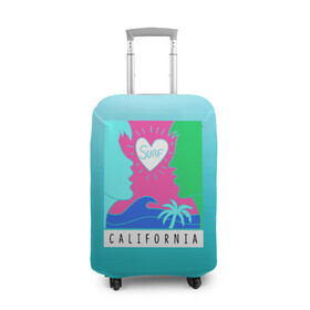 Чехол для чемодана 3D с принтом CALIFORNIA SURF в городе Новоалтайск, 86% полиэфир, 14% спандекс | двустороннее нанесение принта, прорези для ручек и колес | california | love | surf | влюбленные | закат | калифорния | любовь | море | пальма