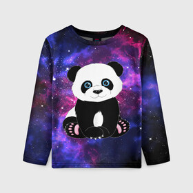 Детский лонгслив 3D с принтом Space Panda в городе Новоалтайск, 100% полиэстер | длинные рукава, круглый вырез горловины, полуприлегающий силуэт
 | Тематика изображения на принте: animal | bear | panda | space | star | вселенная | галактика | животные | звёзды | космос | медведь | миша | панда