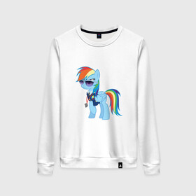 Женский свитшот хлопок с принтом Pony - Rainbow Dash в городе Новоалтайск, 100% хлопок | прямой крой, круглый вырез, на манжетах и по низу широкая трикотажная резинка  | applejack | friendship | mylittlepony | rainbow dash | twilight sparkle | waifu | вайфу | дружба это магия | кони | моя маленькая пони | мультфильм | пони | радуга | ренбоу деш | эплджек