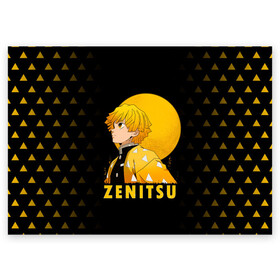 Поздравительная открытка с принтом ZENITSU Kimetsu no Yaiba в городе Новоалтайск, 100% бумага | плотность бумаги 280 г/м2, матовая, на обратной стороне линовка и место для марки
 | demon slayer | kamado | kimetsu no yaiba | nezuko | tanjiro | аниме | гию томиока | зеницу агацума | иноске хашибира | камадо | клинок | корзинная девочка | манга | музан кибуцуджи | незуко | рассекающий демонов | танджиро
