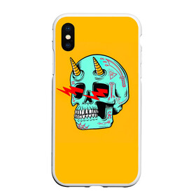 Чехол для iPhone XS Max матовый с принтом Черепок в городе Новоалтайск, Силикон | Область печати: задняя сторона чехла, без боковых панелей | граффити | кости | молнии | рога | рожки | скелет | тату | череп | черепок | черепушка