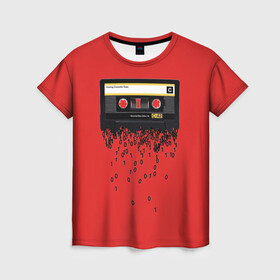 Женская футболка 3D с принтом The death of the cassette tape в городе Новоалтайск, 100% полиэфир ( синтетическое хлопкоподобное полотно) | прямой крой, круглый вырез горловины, длина до линии бедер | 80 | 90 | age | death | epoch | era | retro | tape | гибель | двоичный | кассета | кассеты | код | компьютер | компьютеризация | переход | программирование | уходящая | ушедшая | цифровая | цифровой | эра
