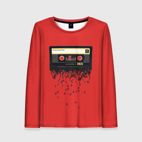 Женский лонгслив 3D с принтом The death of the cassette tape в городе Новоалтайск, 100% полиэстер | длинные рукава, круглый вырез горловины, полуприлегающий силуэт | 80 | 90 | age | death | epoch | era | retro | tape | гибель | двоичный | кассета | кассеты | код | компьютер | компьютеризация | переход | программирование | уходящая | ушедшая | цифровая | цифровой | эра