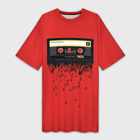 Платье-футболка 3D с принтом The death of the cassette tape в городе Новоалтайск,  |  | 80 | 90 | age | death | epoch | era | retro | tape | гибель | двоичный | кассета | кассеты | код | компьютер | компьютеризация | переход | программирование | уходящая | ушедшая | цифровая | цифровой | эра