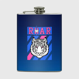 Фляга с принтом Roar Tiger в городе Новоалтайск, металлический корпус | емкость 0,22 л, размер 125 х 94 мм. Виниловая наклейка запечатывается полностью | roar | большая кошка | полосатый | тигр | тигрица | хищник