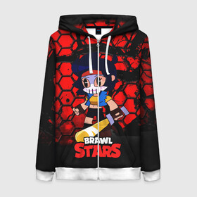 Женская толстовка 3D на молнии с принтом Мстительница Биби BIBILANTE в городе Новоалтайск, 100% полиэстер | длина до линии бедра, манжеты и пояс оформлены мягкой тканевой резинкой, двухслойный капюшон со шнурком для регулировки, спереди молния, по бокам два кармана | bibi | bibilante | brawl | brawl stars | brawlstars | brawl_stars | jessie | биби | бравл | бравлер | бравлстарс | мстительница