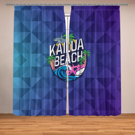 Фотошторы с принтом KAILUA BEACH в городе Новоалтайск, Блэкаут (светозащита 90%) / Габардин (светозащита 40% | 2 полотна шириной по 145 см; Высота 200-300 см; Крепление: шторная лента (на крючки); | kailua | акула | закат | море | отдых | отпуск | пальмы | пляж